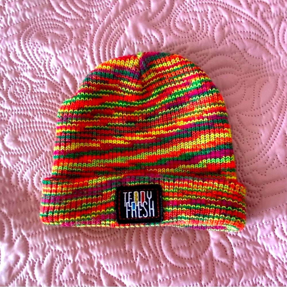 Teddy Fresh Red and Yellow Striped Knit Hat